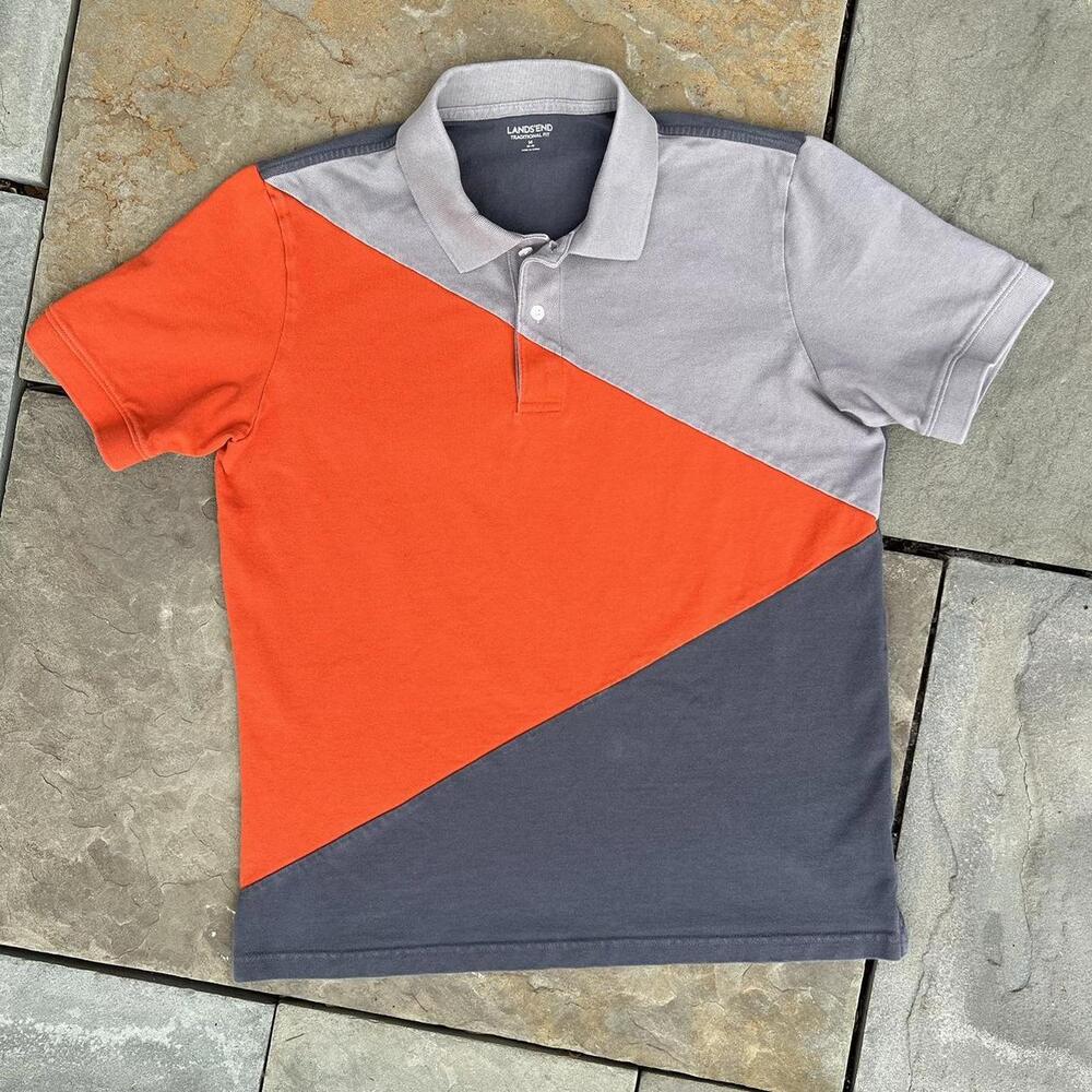 Colorblock Cut And Sew Geometric Pique Polo